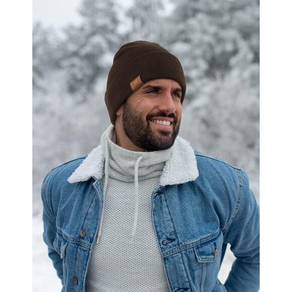 Men and Women Coffee Acrylic Stretchy Daily Knit Warm Winter Beanie Hats - Picture 2 of 6